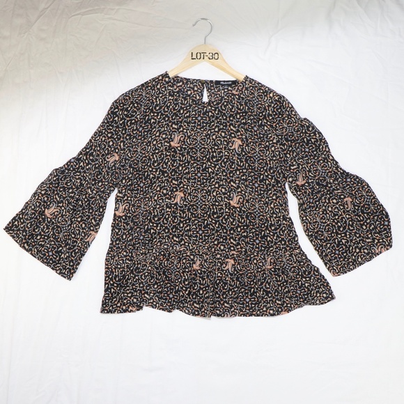 MADEWELL FIESTA PAISLEY 100% SILK BELL SLEEVE TOP - Picture 3 of 8